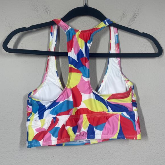 ModCloth Small Annika Crop Bikini Top Swimwear Pink Racerback Tie Front - Picture 3 of 10